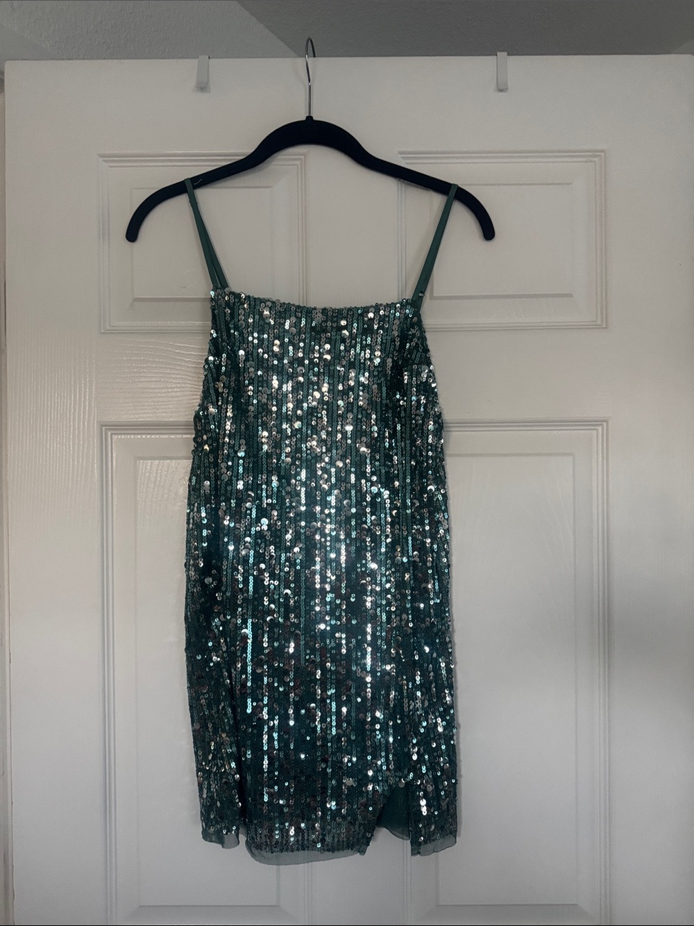 Free People Teal Sequin Mini Slip Dress